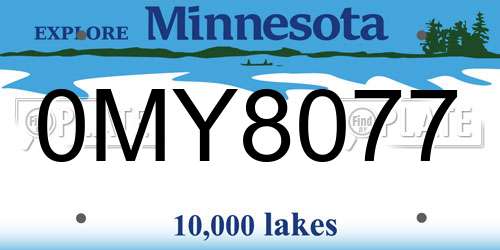 0MY8077 Minnesota License Plate