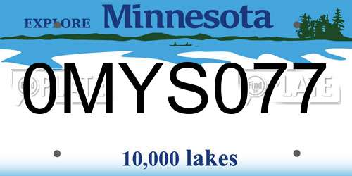0MYS077 Minnesota License Plate
