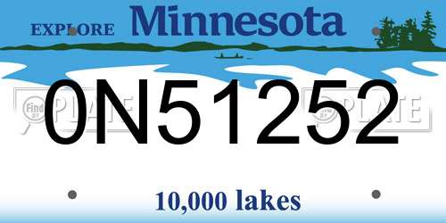 0N51252 Minnesota License Plate