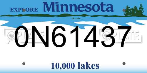 0N61437 Minnesota License Plate