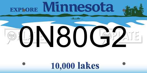 0N80G2 Minnesota License Plate