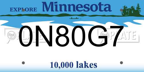 0N80G7 Minnesota License Plate