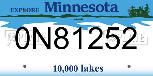 0N81252 Minnesota License Plate