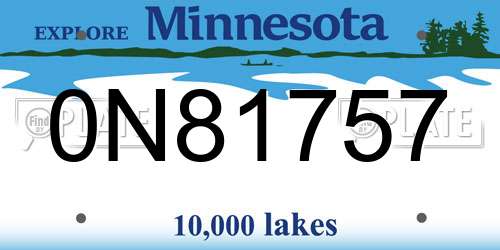 0N81757 Minnesota License Plate