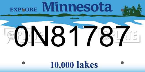 0N81787 Minnesota License Plate