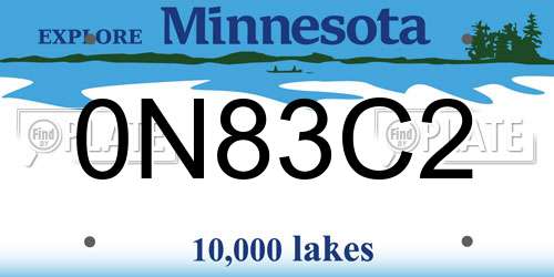 0N83C2 Minnesota License Plate