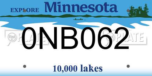 0NB062 Minnesota License Plate