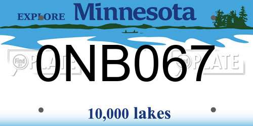 0NB067 Minnesota License Plate