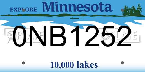0NB1252 Minnesota License Plate