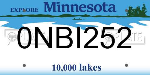 0NBI252 Minnesota License Plate