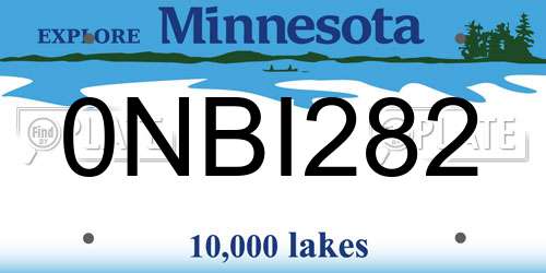 0NBI282 Minnesota License Plate