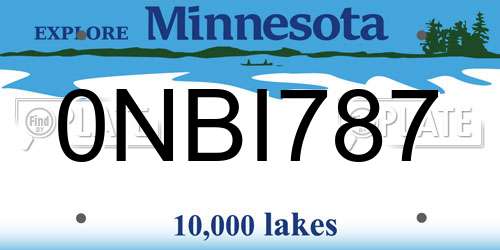 0NBI787 Minnesota License Plate