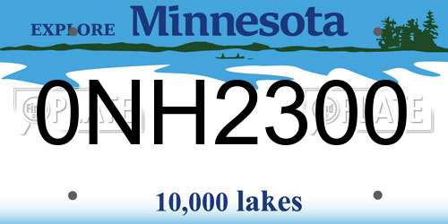 0NH2300 Minnesota License Plate