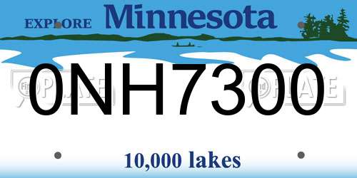 0NH7300 Minnesota License Plate
