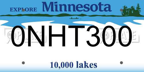 0NHT300 Minnesota License Plate