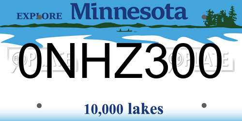 0NHZ300 Minnesota License Plate