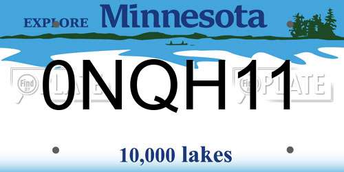 0NQH11 Minnesota License Plate