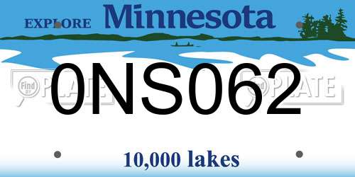 0NS062 Minnesota License Plate