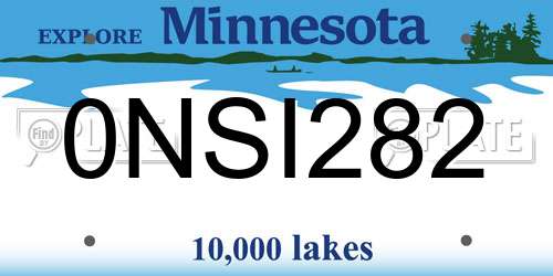 0NSI282 Minnesota License Plate