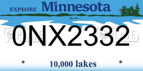 0NX2332 Minnesota License Plate