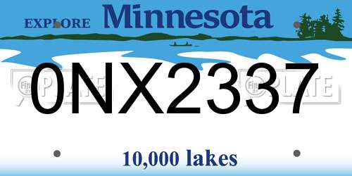 0NX2337 Minnesota License Plate