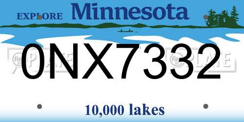0NX7332 Minnesota License Plate