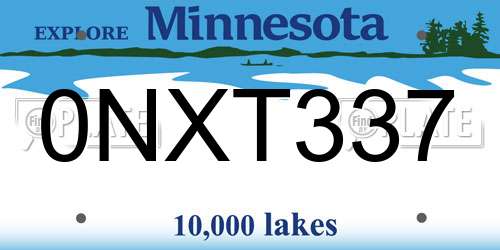 0NXT337 Minnesota License Plate