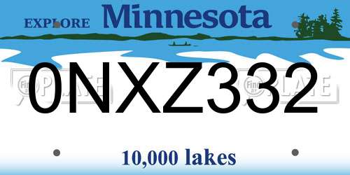 0NXZ332 Minnesota License Plate