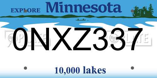 0NXZ337 Minnesota License Plate