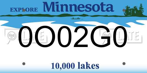 0O02G0 Minnesota License Plate