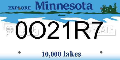 0O21R7 Minnesota License Plate