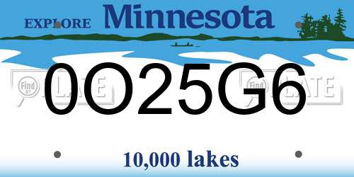 0O25G6 Minnesota License Plate