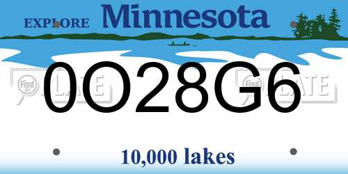 0O28G6 Minnesota License Plate