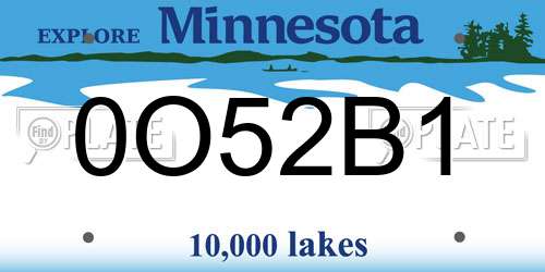 0O52B1 Minnesota License Plate