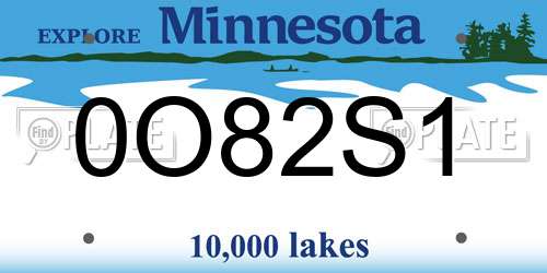 0O82S1 Minnesota License Plate