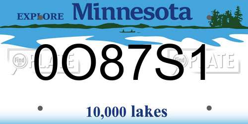 0O87S1 Minnesota License Plate