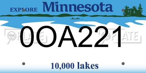 0OA221 Minnesota License Plate