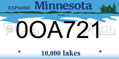 0OA721 Minnesota License Plate