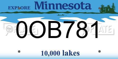 0OB781 Minnesota License Plate