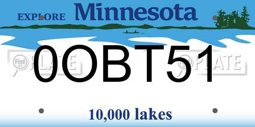 0OBT51 Minnesota License Plate