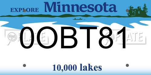 0OBT81 Minnesota License Plate