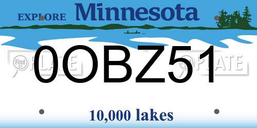 0OBZ51 Minnesota License Plate
