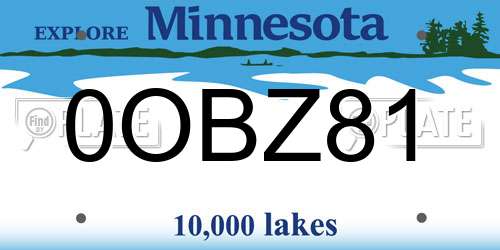0OBZ81 Minnesota License Plate