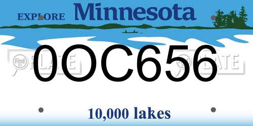 0OC656 Minnesota License Plate