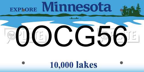 0OCG56 Minnesota License Plate