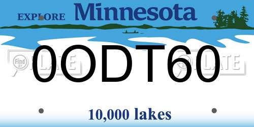0ODT60 Minnesota License Plate