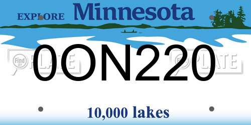 0ON220 Minnesota License Plate