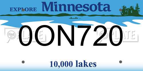 0ON720 Minnesota License Plate