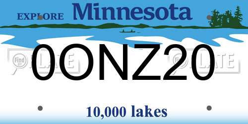 0ONZ20 Minnesota License Plate
