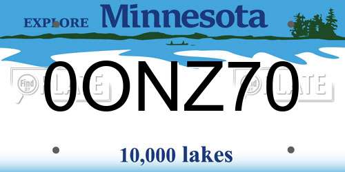 0ONZ70 Minnesota License Plate